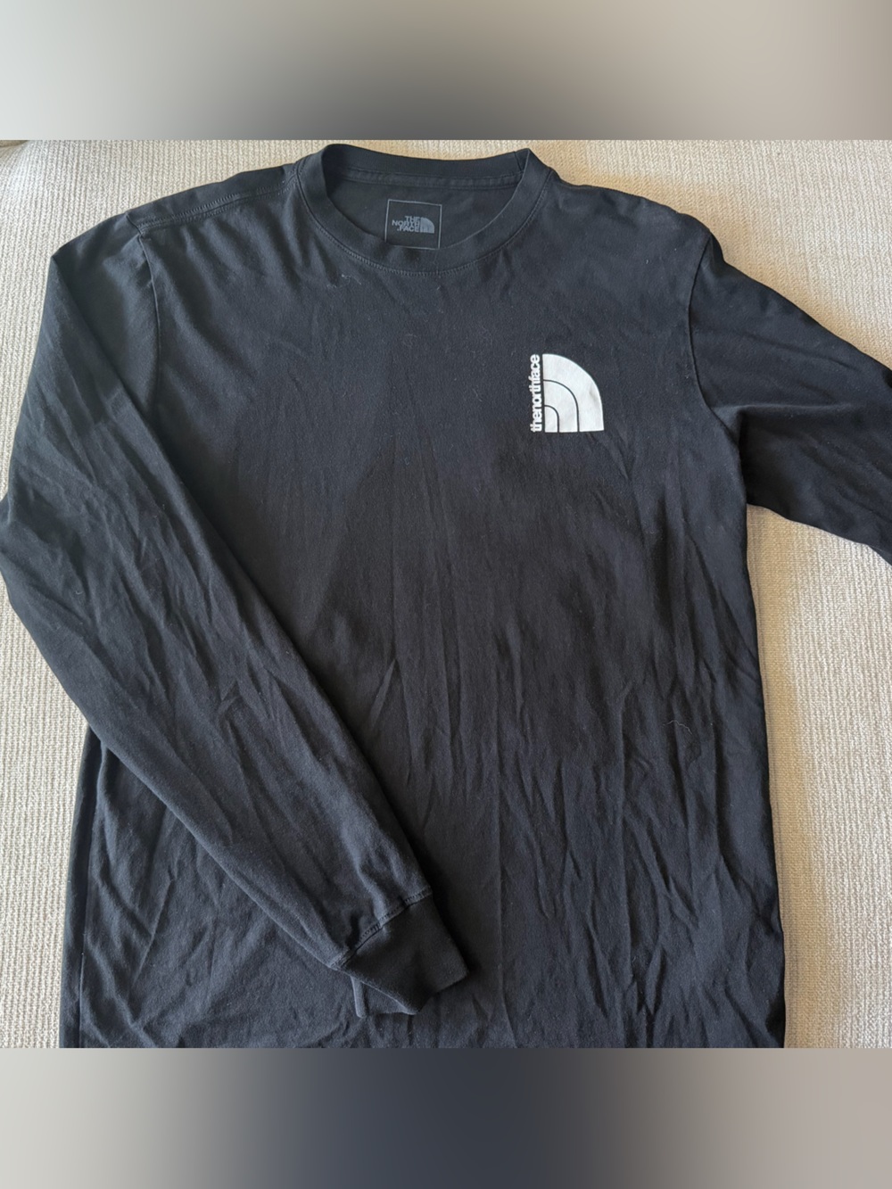 The North Face Black Long-Sleeve Tee with White Logo